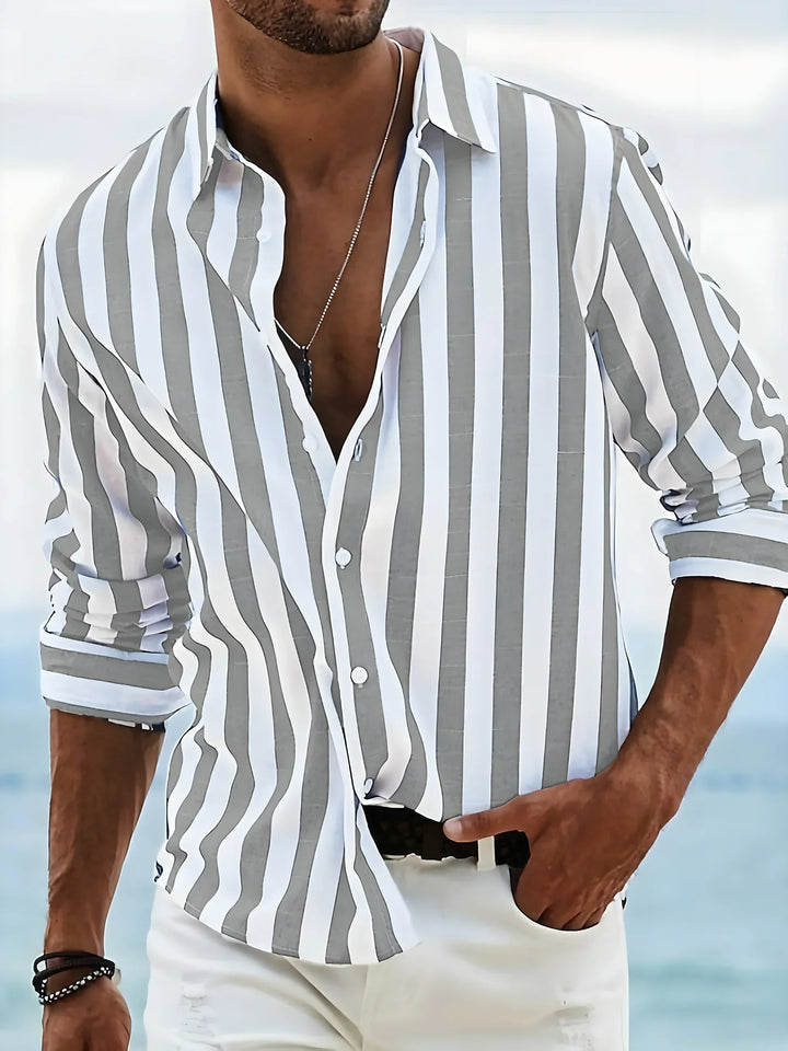 Oskar™ - Pruhovaná košile z lněné směsi na léto