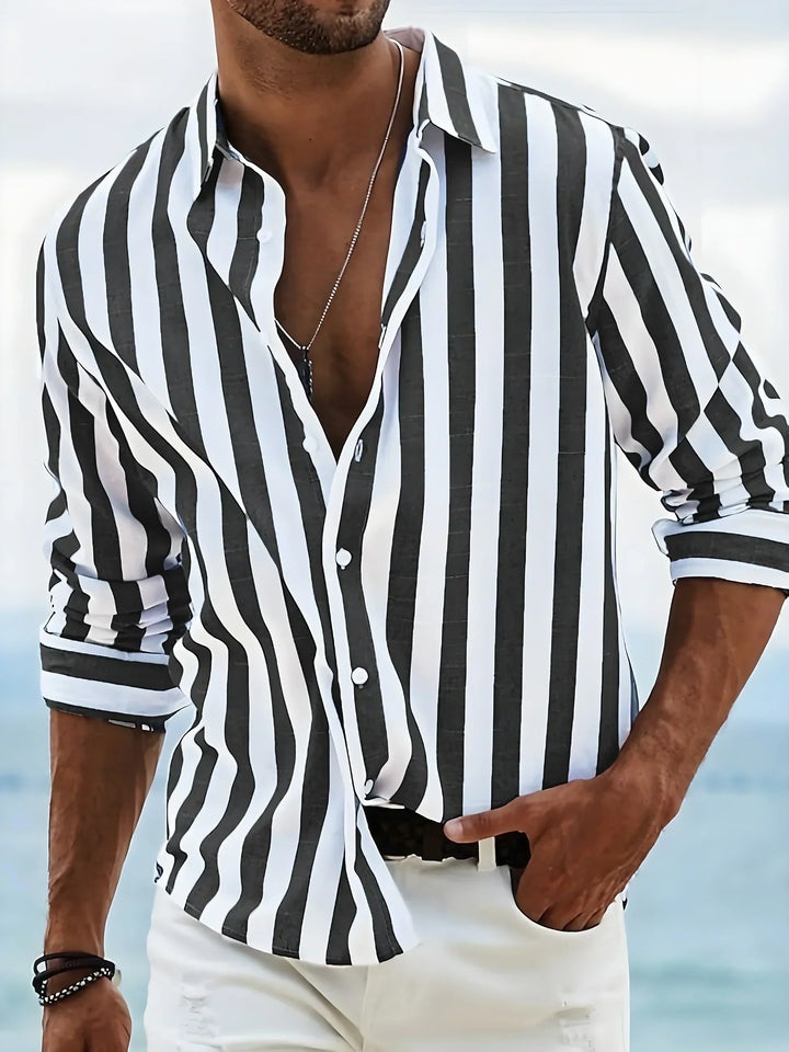 Oskar™ - Pruhovaná košile z lněné směsi na léto