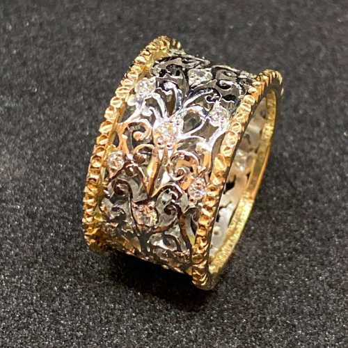 Mika | vintage prsten s motivem břečťanu a kubickou zirkonií